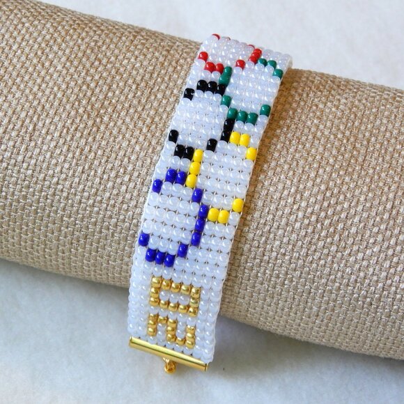 2026 Winter Games bead bracelet, handmade, adjustable length, Olympic Rings - Picture 3 of 4